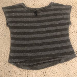 Molli & Mia Small Women’s Gray & Silver Metallic Y2K Striped Short Sleeve Tee